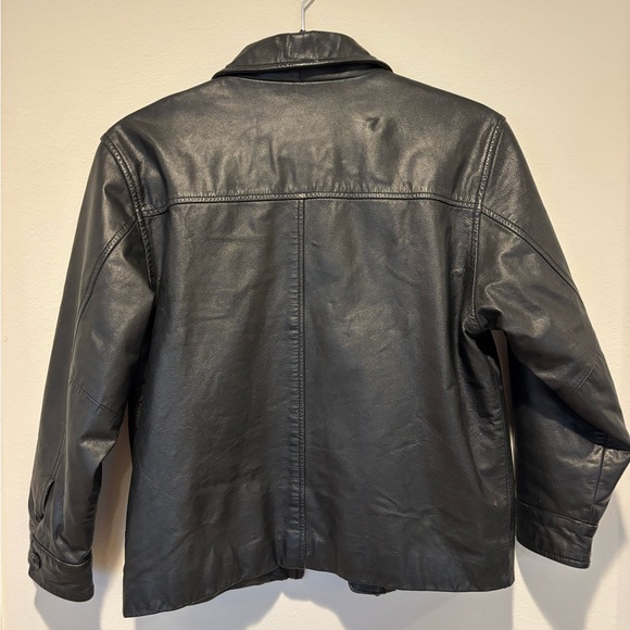 GAP Black Leather Jacket - Girls Size Medium - Picture 2 of 3